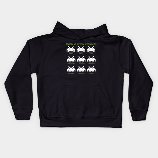 Moods of space invaders Kids Hoodie by eltronco